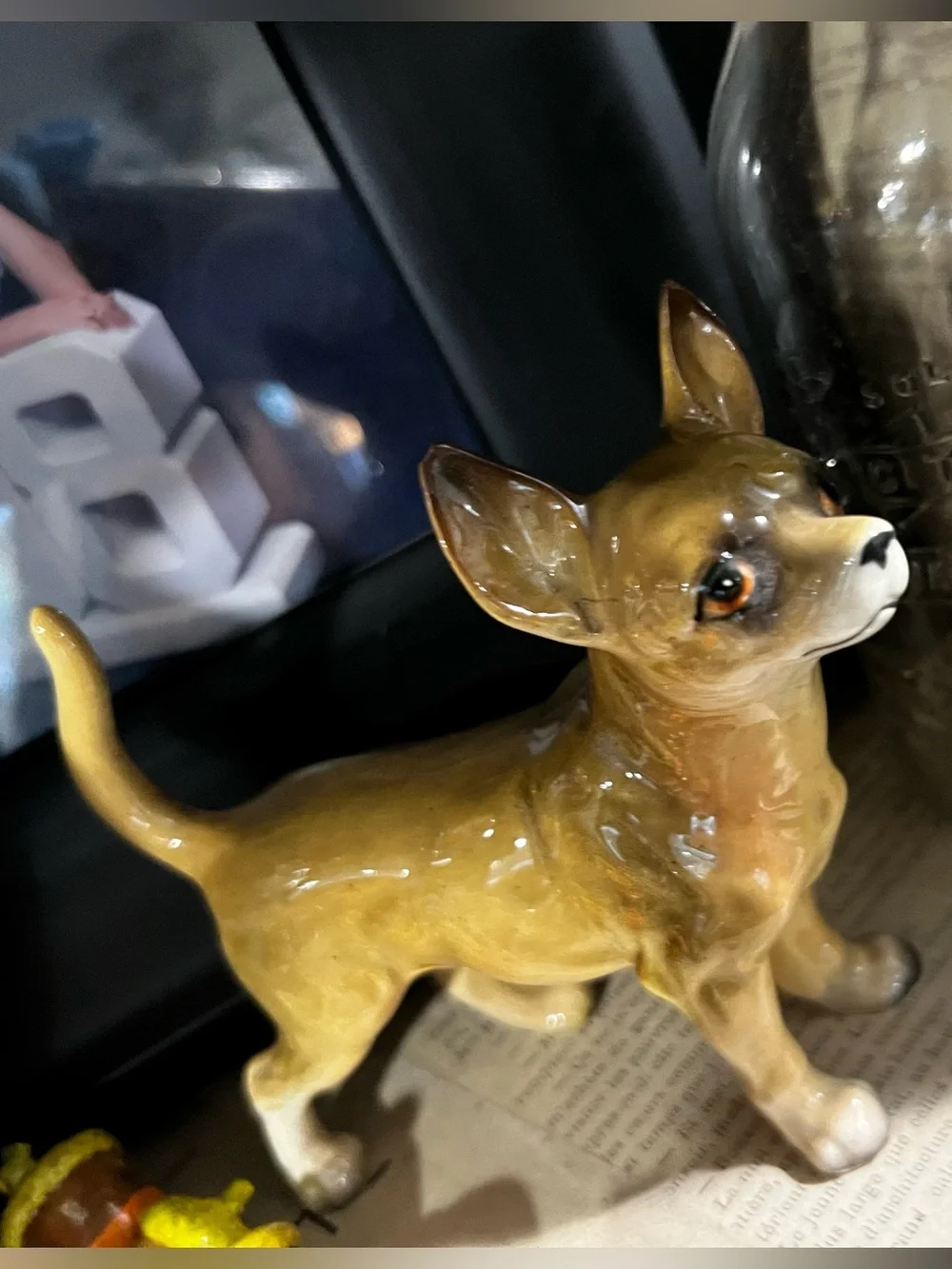 Vintage UCAGCO Japan Chihuahua Dog Figurine Porcelain Ceramic Mid Century